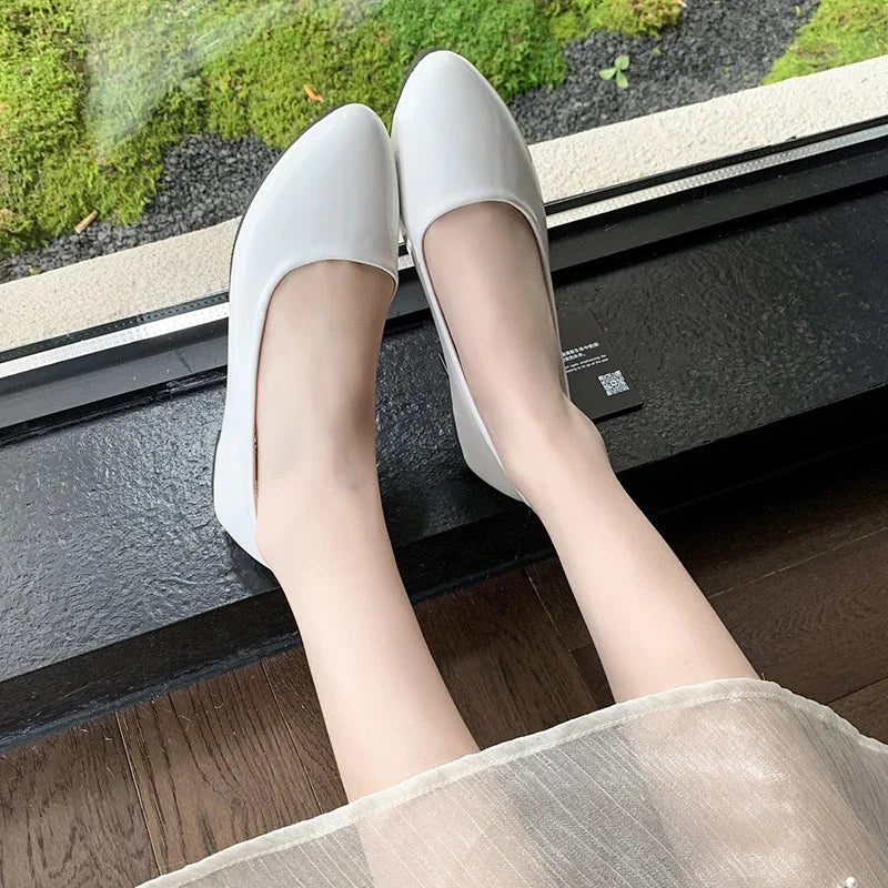 Women's Formal Uniform Shoes Spring Autumn Black Versatile Flat Shoes Women Causal Loafers Non-slip Ladies Ballet Leather Shoes