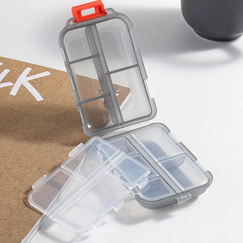 10 Compartments Travel Pill Organizer Pocket Portable Pill Storage Box Case Daily Pill Container or Purse Fish Oil Medicine