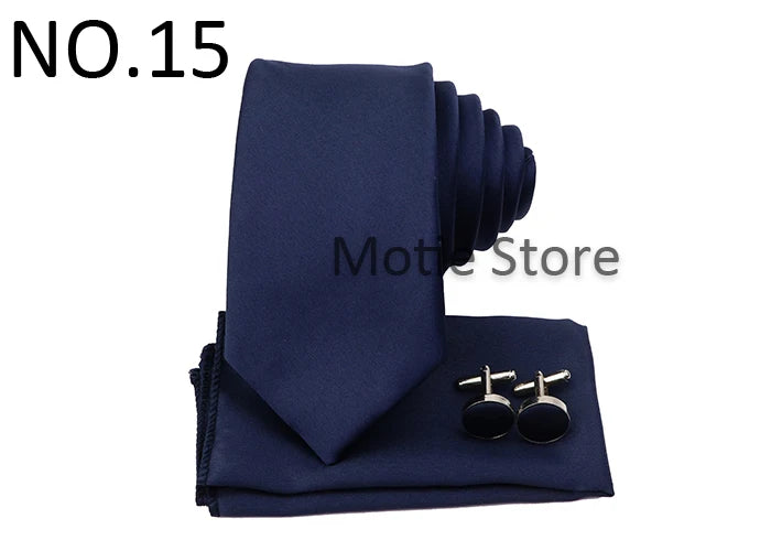 Men's Colorful Polyester Necktie Bowtie Cufflink Brooch Set Sage Green Pink Ties Business Wedding Party Shirt Accessories Gift