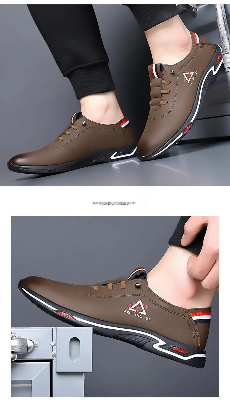 Men's Shoes Fashion Soft Soled Men Casual Shoes British Style Formal Shoes Breathable Lace-Up Bottom Light Sneakers Male Size
