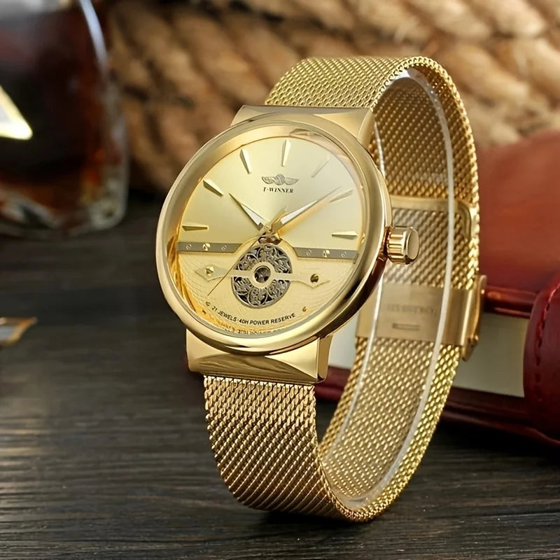 Men's fully automatic mechanical watch, waterproof, high-end business, light luxury, perfect as a holiday gift for men