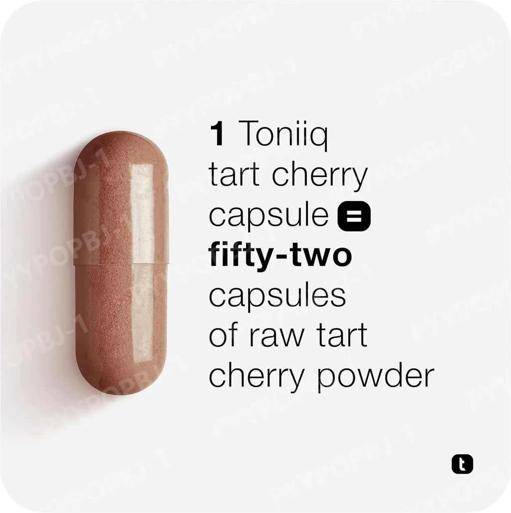 Toniiq Tart Cherry Capsules Ultra High Potency 52:1 Extract - Highly Concentrated - Third-Party Lab Tested for Purity & Quality