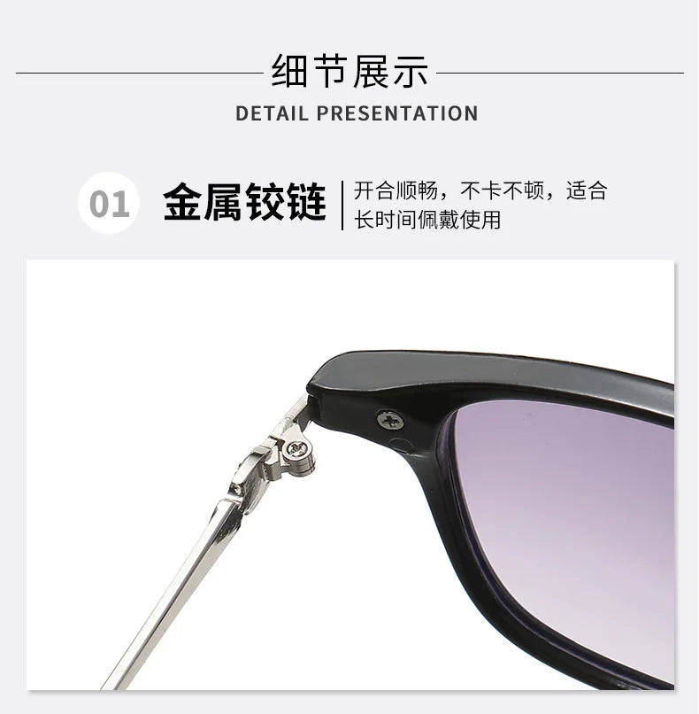 Bifocal Presbyopic Glasses HD Anti Blue Light Large Frame Presbyopia Glasses Resin Lens Sunglasses Bifocus Reading Glasses Men