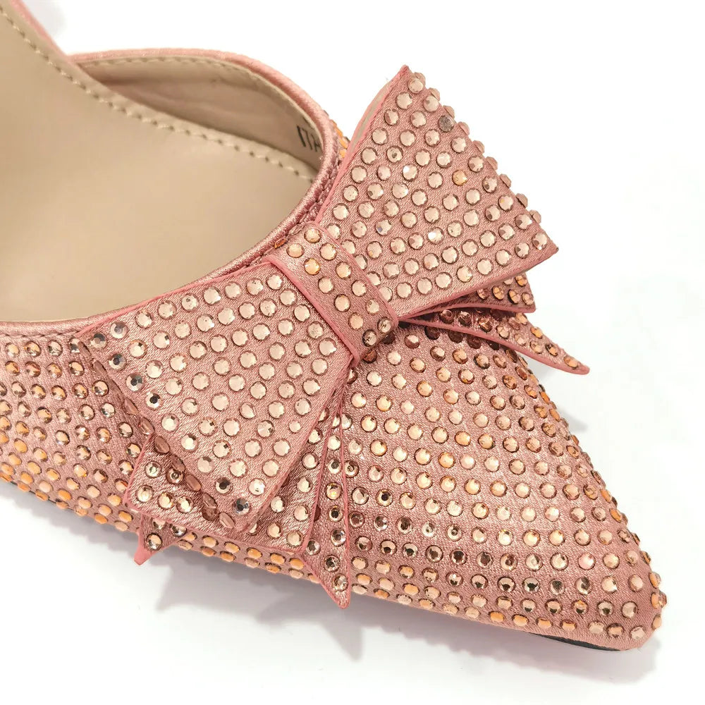 2022 Fashion Womens Dress Shoes Open Toe Ladies Sandals with Heels Latest African Women Wedding Shoes Decorated with Rhinestone