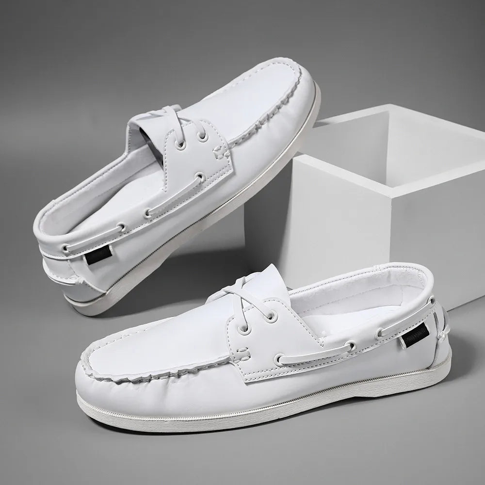 Men's Trendy Apron Toe Loafer Shoes, Slip On Comfy Non Slip For Outdoor Walking Traveling, Spring And Summer