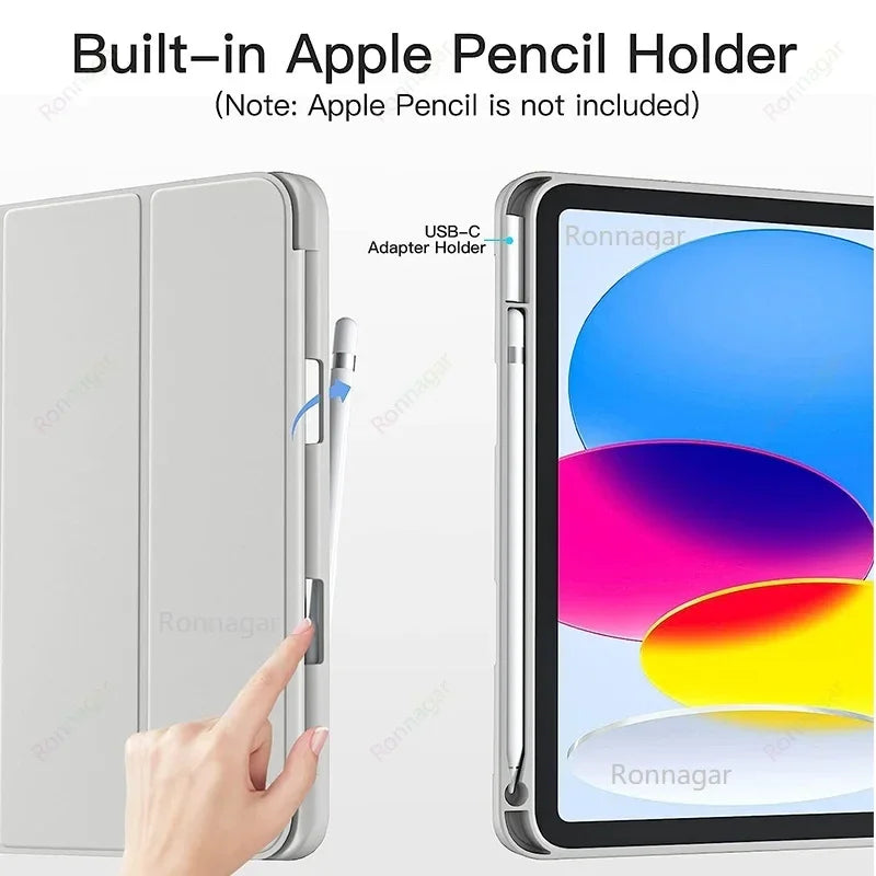 Pencil Holder Case for ipad 10th Gen 10.9 2024 2025 A16 11th Air13 M3 M2 Air4 5 6 10.9 Pro11 M4 M2 7 8 9th 10.2 Pro12.9 5th 6th