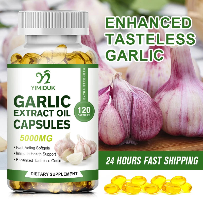 Buy 1 Get 1 Free! Garlic Extract Oil Capsules, Support Immune Boost, Heart Health & Detox, Aids Digestion & Circulation, Non-GMO