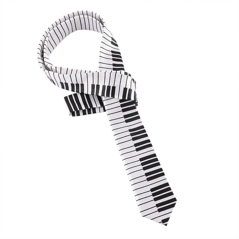 Gifts Classic for Men Fashion Black & White Skinny Tie Music Tie Piano Keyboard Necktie