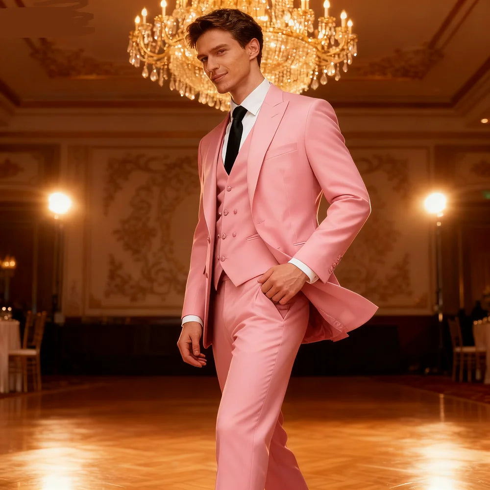 Men's Three-Piece Suit Set Business Career Wedding Groomsmen Best Man Decoration Formal Dress Code Tailored Look
