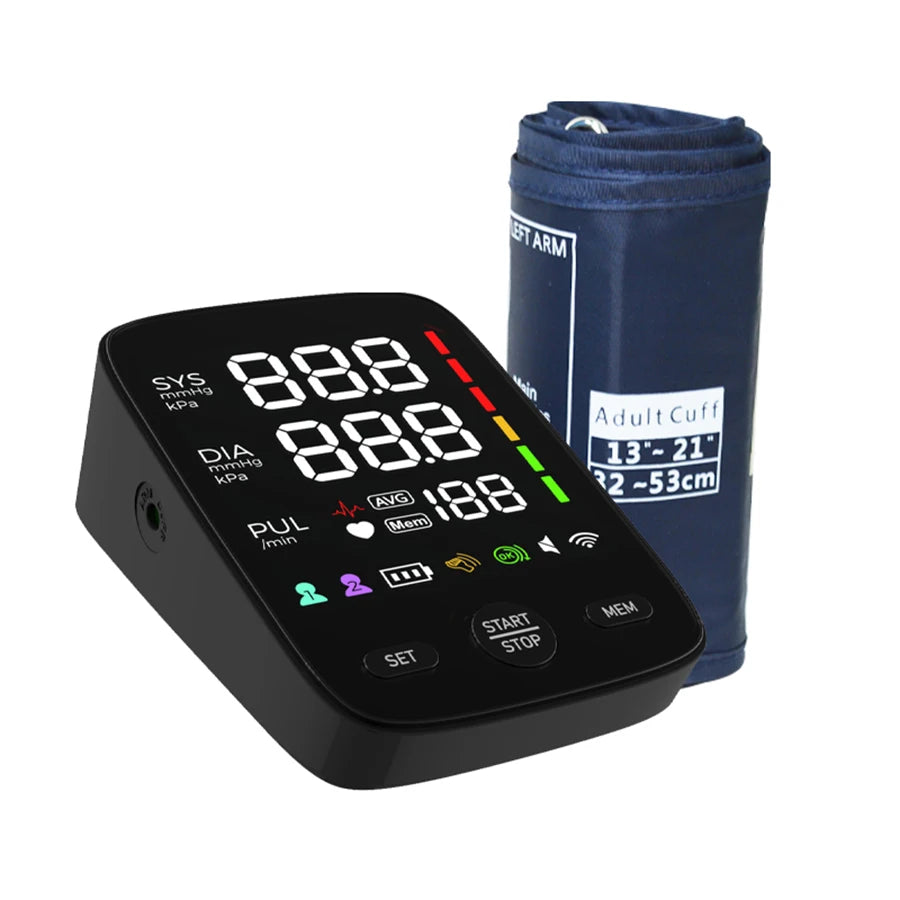 Kingclinic LED Backlit Screen Automatic Upper Arm BP Monitor Electronic Blood Pressure Machine 2X120 Groups Adjustable BP Cuff