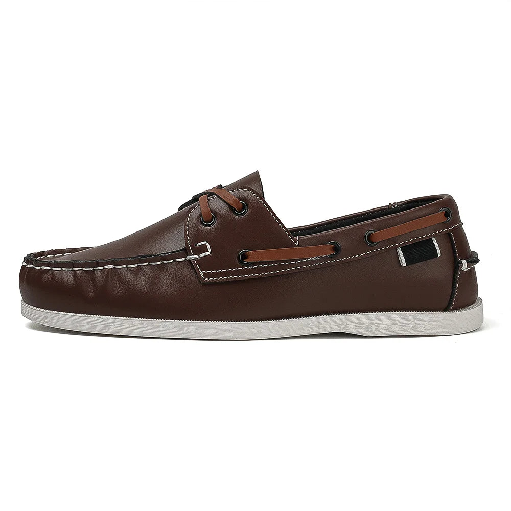 Men's Trendy Apron Toe Loafer Shoes, Slip On Comfy Non Slip For Outdoor Walking Traveling, Spring And Summer