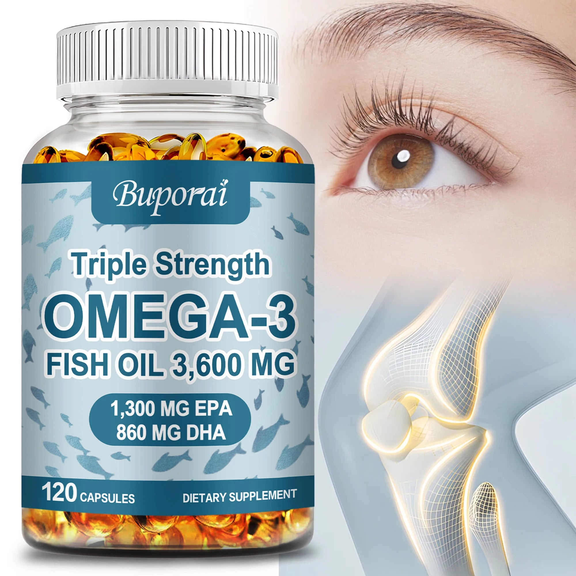 Omega 3 Fish Oil - Benefits The Cardiovascular System, Cognitive Function, and Learning Ability - 120 Capsules