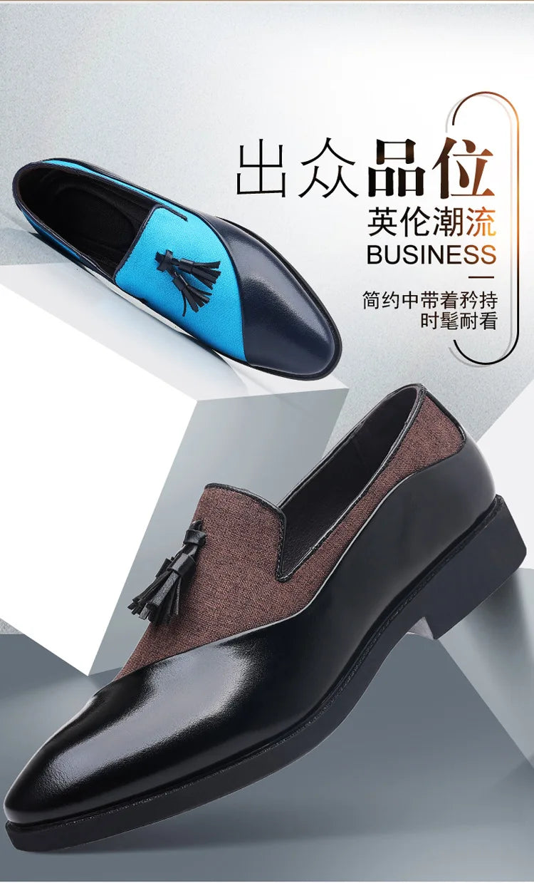 Mens Dress Shoes 2026 New Casual Leather Shoes Men Business Dress Leather Shoes Trend Versatile  Loafers  Pointed Toe Slip-On