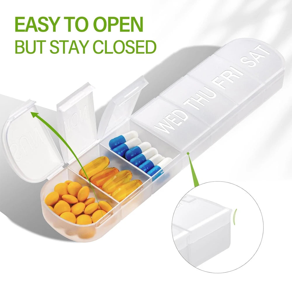 1PCS Pill Organizer Large,Weekly Medicine Pills Organizer Pill Box Travel, 7 Day Pill Case for Big Vitamin Supplements Fish Oil