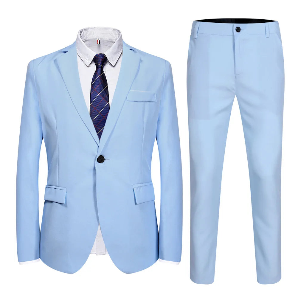Suits Men Three Piece Suit Sets Turn Down Collar Full Sleeve Blazers Vest Long Pants Slim Fit Ensemble Wedding Evening Spring