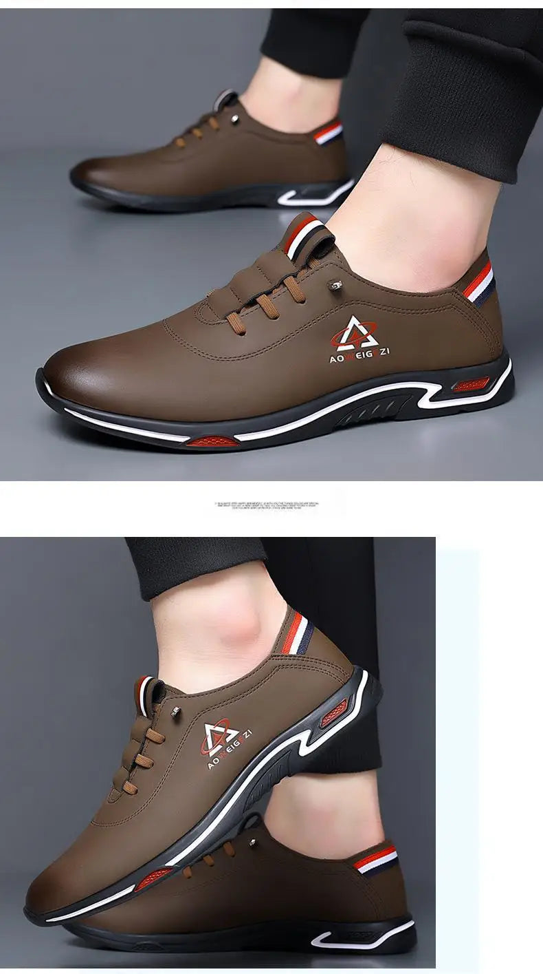 Men's Shoes Fashion Soft Soled Men Casual Shoes British Style Formal Shoes Breathable Lace-Up Bottom Light Sneakers Male Size