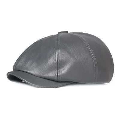 1 Pcs PU Leather Women Hat 2023 New Fashion Street French Artist Warm Beanie Cap Autumn Winter Retro Solid Color Black Beret