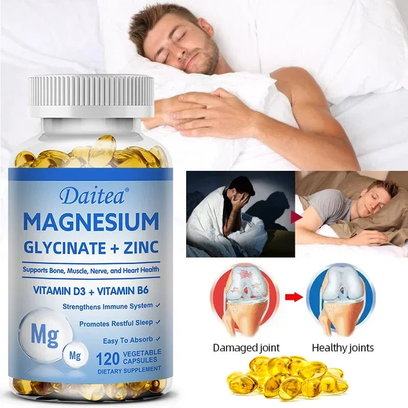 Magnesium Zinc & Vitamin D3 - Triple Supplement for Men and Women - for Sleep, Bones, Heart, Immune Support