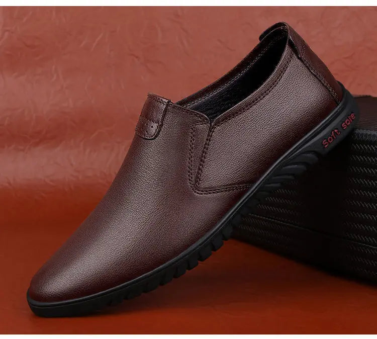 Men's Casual Business Leather Shoes Fashion Soft Bottom Oxfords Male Wedding Party Office Business Shoes Slip-on Outdoor Flats