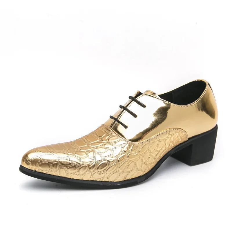 Luxury Multiple Colors High Heel Men's Shoes Fashion Moccasin Man Wedding Shoes Groom Designer Pointed Toe Leather Dress Oxfords
