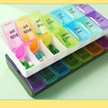 7 Day Pill Organizer 14 Compartments 3 Times Daily Portable Travel Medicine Box for Vitamins Fish Oil Supplements