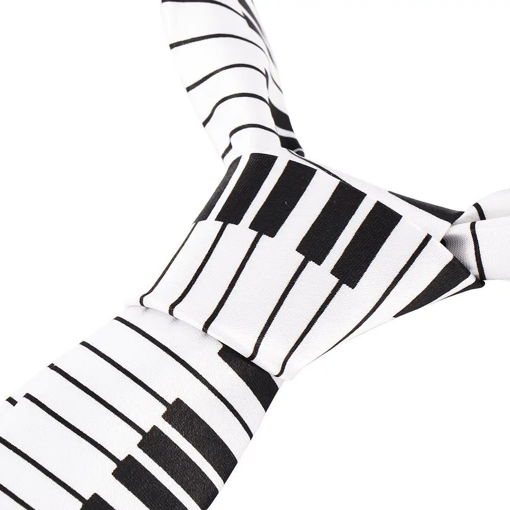 Gifts Classic for Men Fashion Black & White Skinny Tie Music Tie Piano Keyboard Necktie