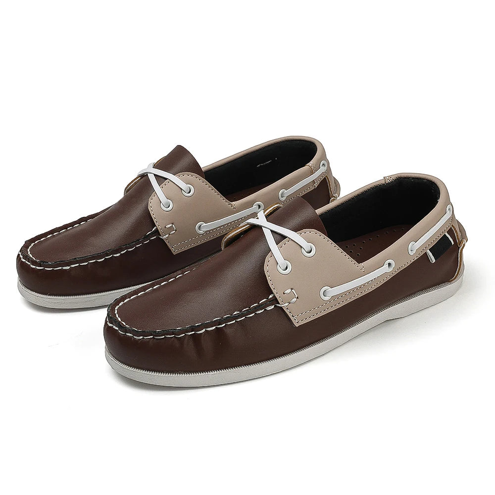 Men's Trendy Apron Toe Loafer Shoes, Slip On Comfy Non Slip For Outdoor Walking Traveling, Spring And Summer