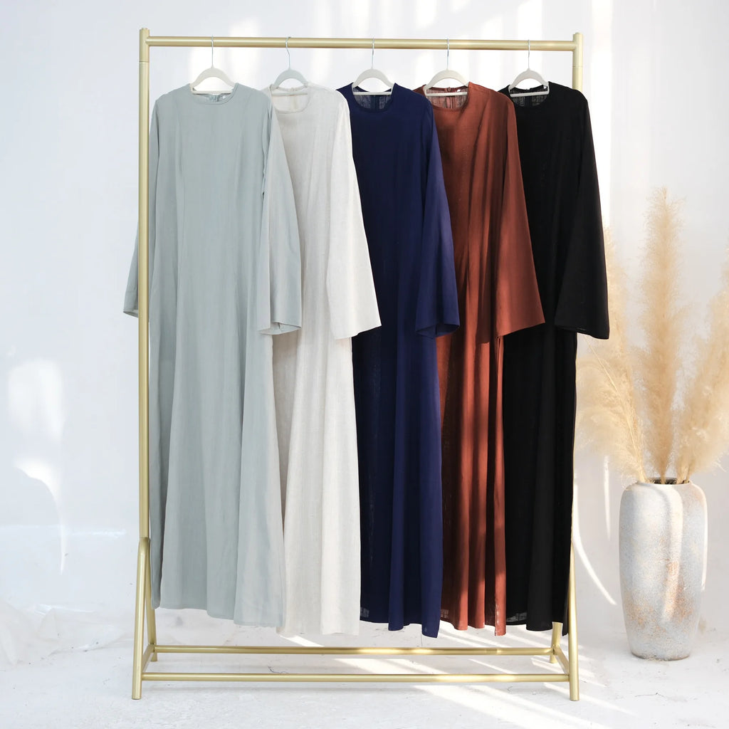 2025 Summer Arabic Muslim Women Modest Dress Eid Dubai Plain Abaya Islam Party Outfit Elegant Holiday Dresses Turkey Kaftan Robe