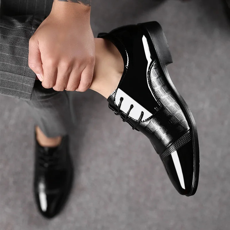 Men's Oxfords Shoes Lace Up Point Toe Business Casual Shoes for Men Wedding Party Office Men's Shoes Luxury Dress Shoe 2026 New