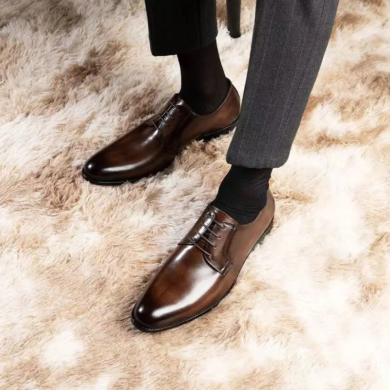 Leather Shoes for Men Luxury Business Men's Shoes High Quality Casual Oxford Dress Shoes Male Lace-Up Office Wedding Formal Shoe