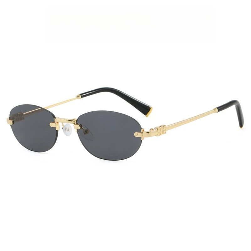 New Fashionable Oval Frameless Sunglasses UV400 UV Protection Glasses Fashionable Street Style Outdoor Driving Travel Sunglasses