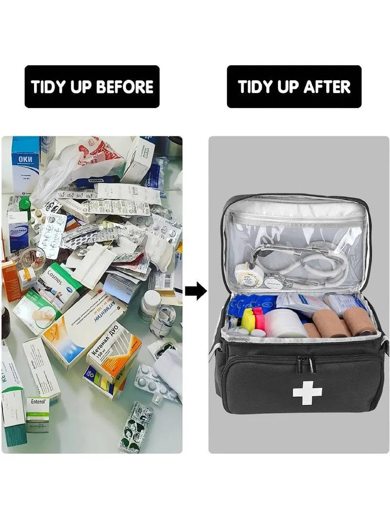 Multifunctional Medical Organizer - Portable First Aid Kit with Large Capacity for Home, Travel & Emergencies Medical Supplies