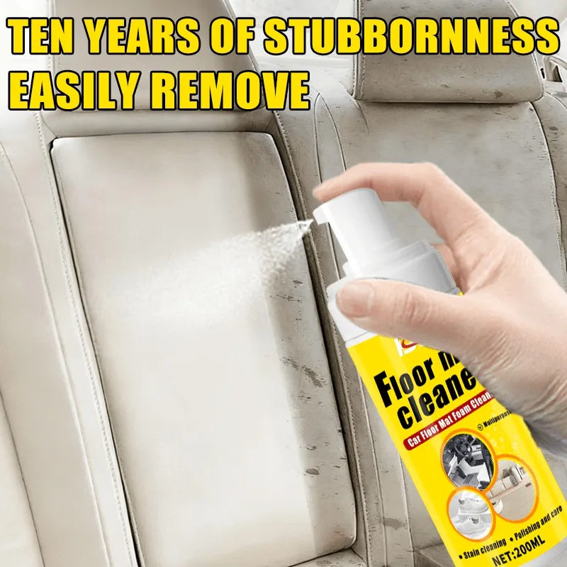 Foam Cleaning Spray (Multi-Purpose): Car Carpets/Plastic/Seats Clean,Stain Remover + Shine,Quick/Easy,Portable,Home/Car Solution
