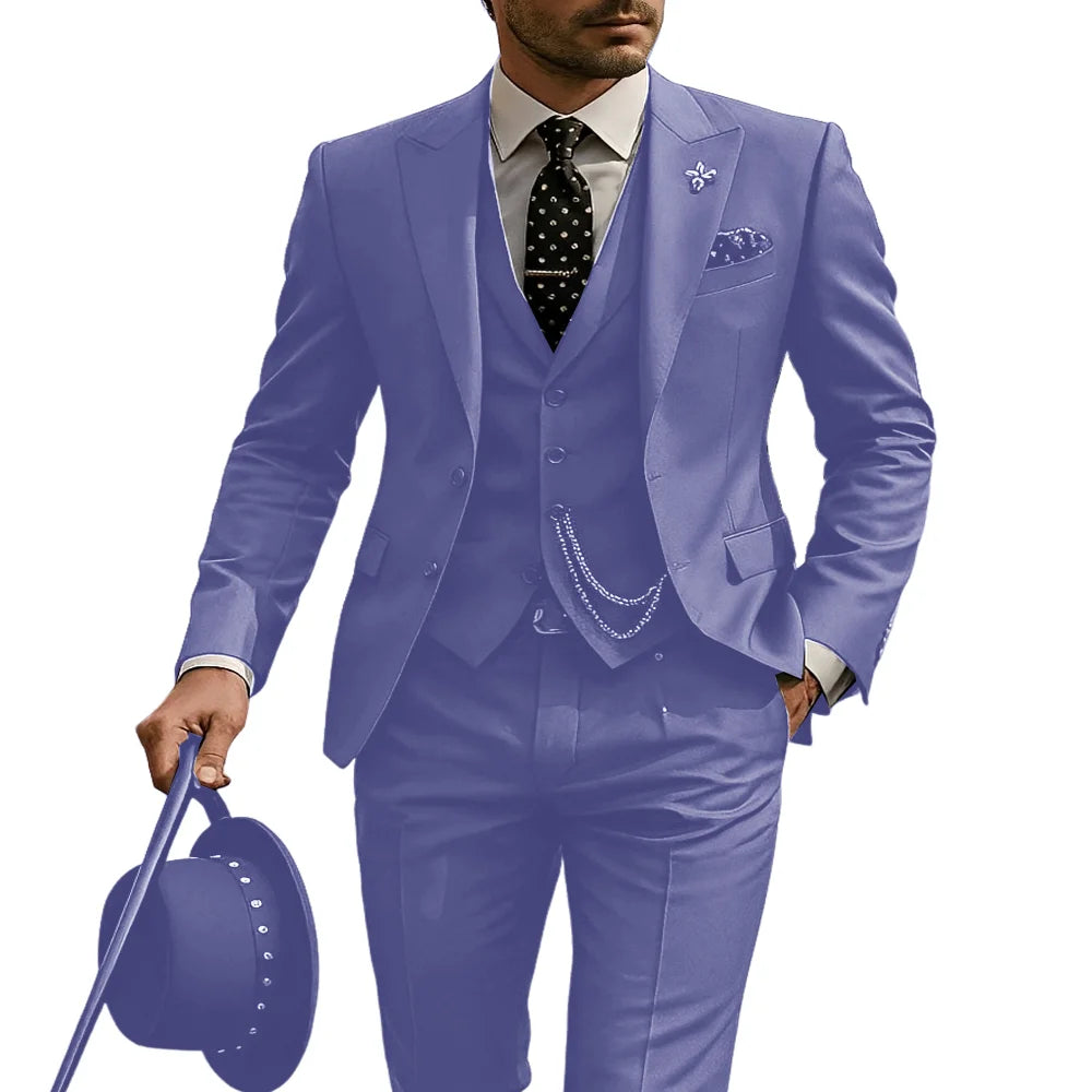 Men's 3-Piece Suit, Wedding Groom's Tuxedo, Party Custom Suit, Elegant Ouifit Custom Blazer and Trousers Vest