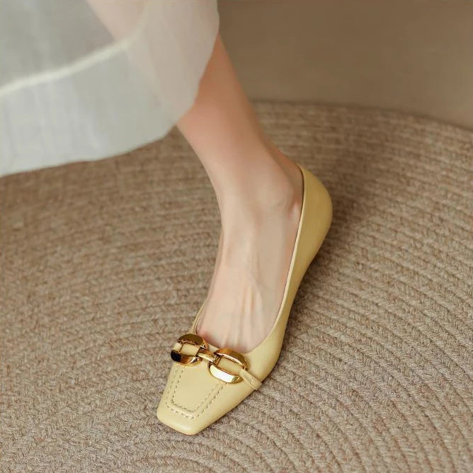 White Shoes For Women 2025 Yellow Ladies Summer Footwear Low Heel Elegant Luxury Leather Casual Black Office 39 Dress Trend A E