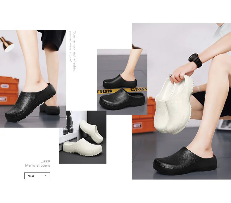 Comfortable Clogs for Women Men Eva Slip-on Chef Nurse Shoes Waterproof Slippers Lightweight Hospital Kitchen Safety Sandals