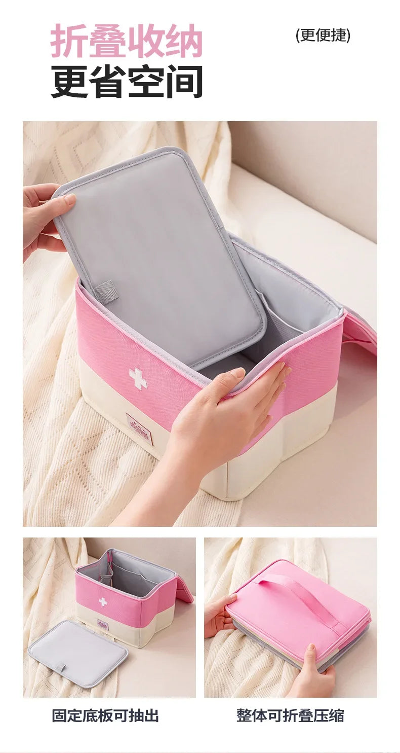 Medicine Organizer Bag for Family - Large Capacity Portable Drug Storage Pouch, First Aid Kit for Home & Travel Use