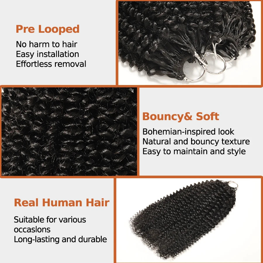 Kinky Curly Crochet Human Hair Extensions Curly Wigs Knotless Crochet Human Hair Bundles With String Remy Virgin Hair For Women