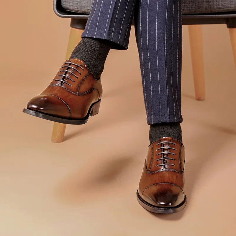 New Style Men's Shoes Formal Dress Shoes Male Oxfords Men Genuine Leather Office Shoes Elegant Wedding Party Lace-up Shoes