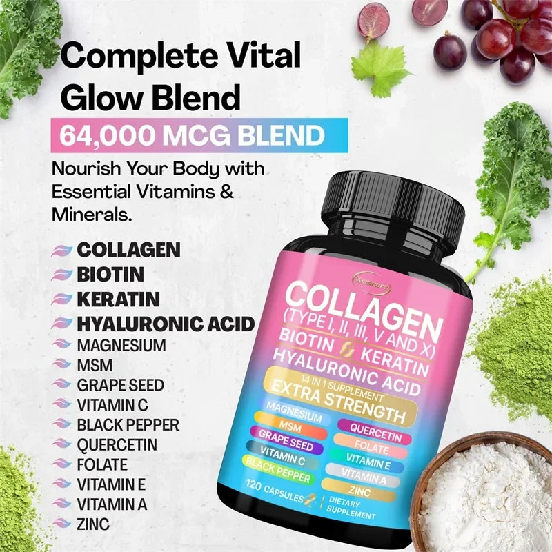 Collagen Supplement - Maintains Overall Well-being,Supports Skin Care, Nails, Hair, Antioxidants and The Immune System