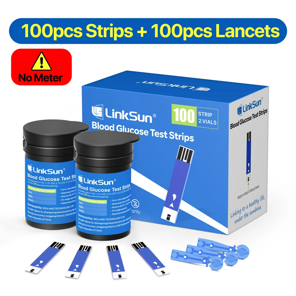 G-425-2 Linksun Blood Glucose Meter 50/100pcs Test Strips Medical Diabetes Testing Device Blood Sugar Digital Glucometer Monitor