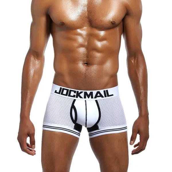 JOCKMAIL Men Underwear Boxes Mesh Quick Drying Ice Silk Breathable Youth Fashion Calzoncillos Sexy Am Gosteren Killer Sansursuz