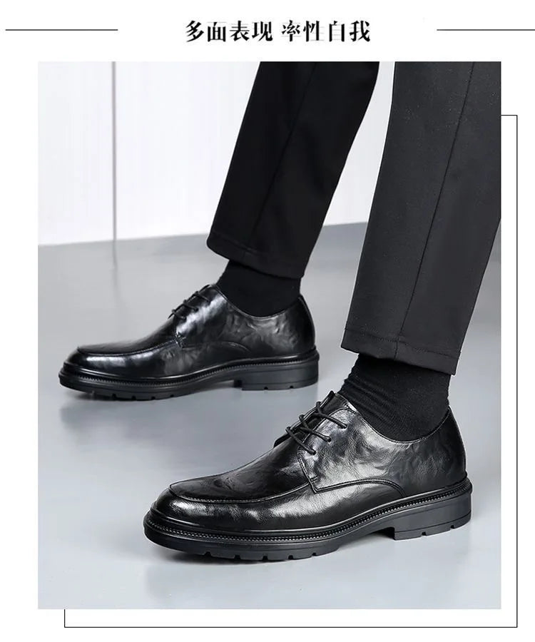 Men's shoes new spring and autumn British style leather shoes men's business dress big head cowhide work non-slip casual shoes