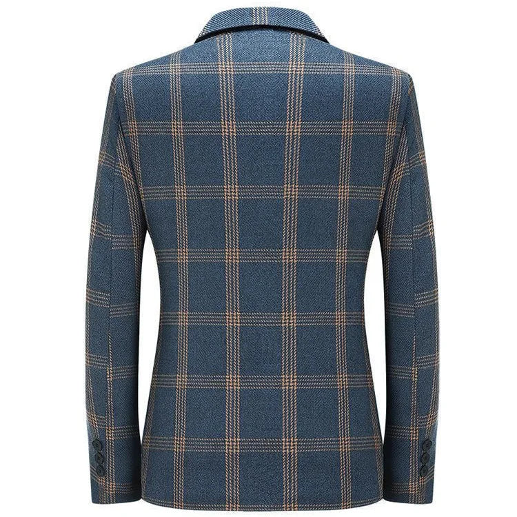 Man Suit Coat Autumn Retro Striped Contrast Color Male Blazer Single-breasted Long Sleeve Pocket Non-ironing Men Outerwear