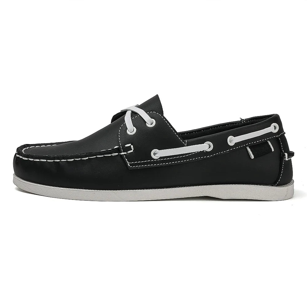Men's Trendy Apron Toe Loafer Shoes, Slip On Comfy Non Slip For Outdoor Walking Traveling, Spring And Summer