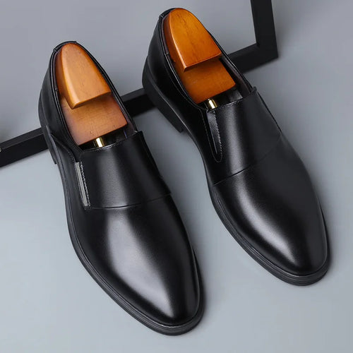 2025 New Men's Elevating Dress Shoes British Style Pointed-Toe Cowhide Leather Soft White Oxfords Formal Business Footwear