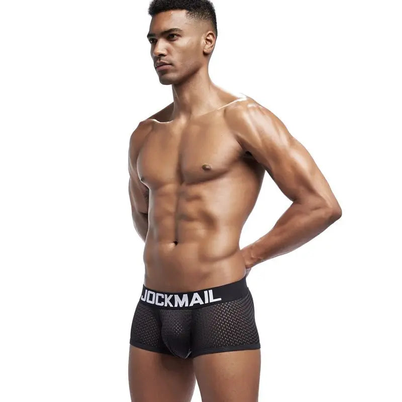 JOCKMAIL Men Underwear Boxes Mesh Quick Drying Ice Silk Breathable Youth Fashion Calzoncillos Sexy Am Gosteren Killer Sansursuz