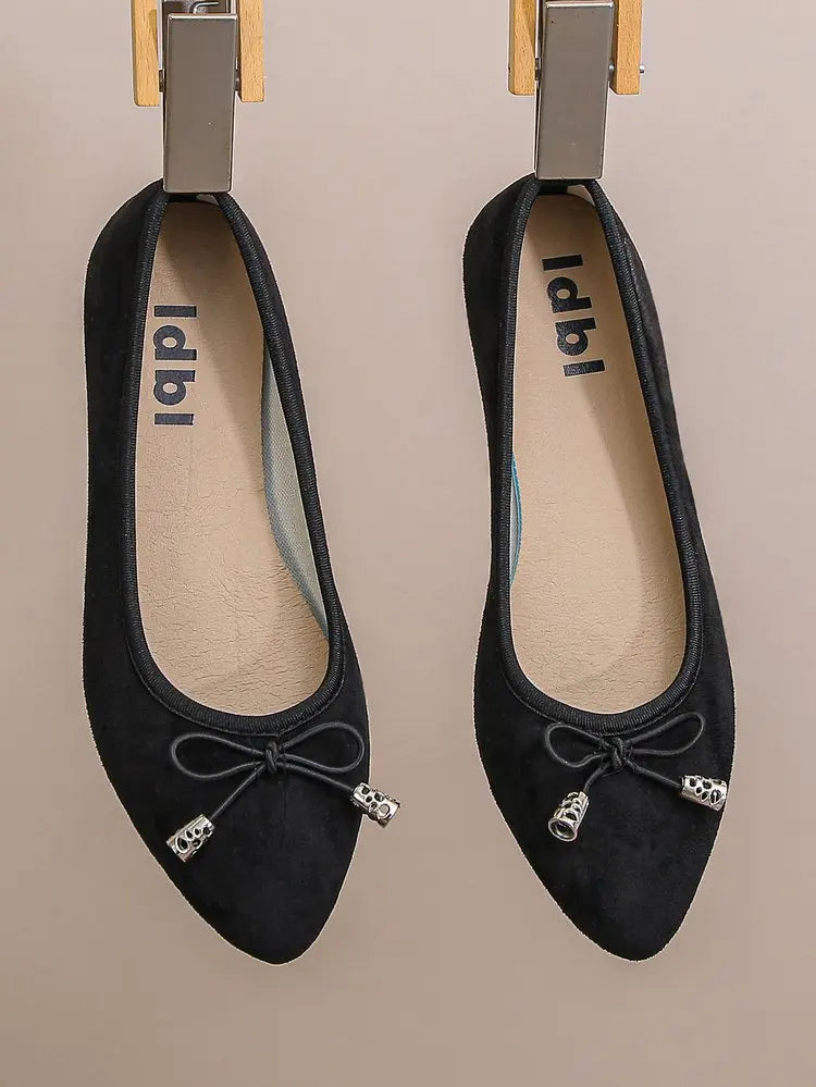 Women's Elegant Pointed Toe Ballet Flats with Bowknot Decor Slip-On Dress Shoes for Office Wedding Party Daily Casual Footwear