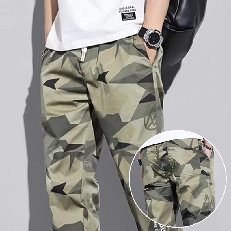 Men's Lightweight Hiking Climbing Pants Trend Camouflage Outdoor Sports Trousers Baggy Bound Feet Designer Casual Street Pants