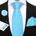 Mens Ties Solid NeckTie Pocket Square Brooch Set Men's Wedding Pink Blue Purple Tie Suit Accessories Fit Group Holiday Party